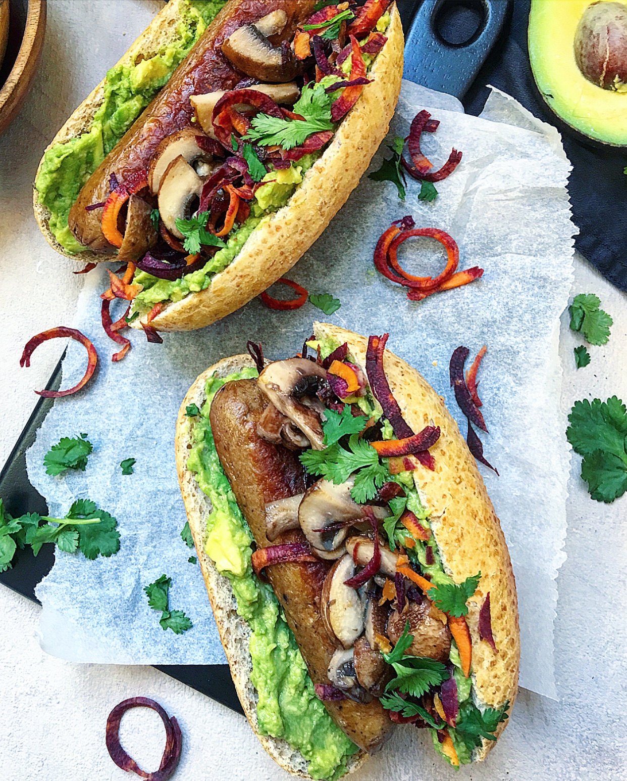 Give these vegetarian Bratwursts a try. They are very meaty, succulent and super flavourful!