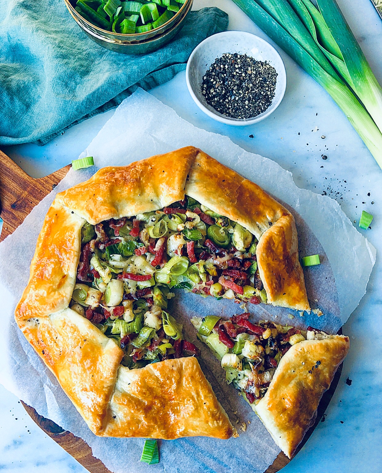 The Turkey Bacon in this galette brings the whole dish together as it gives a salty and smoky note to the dish.