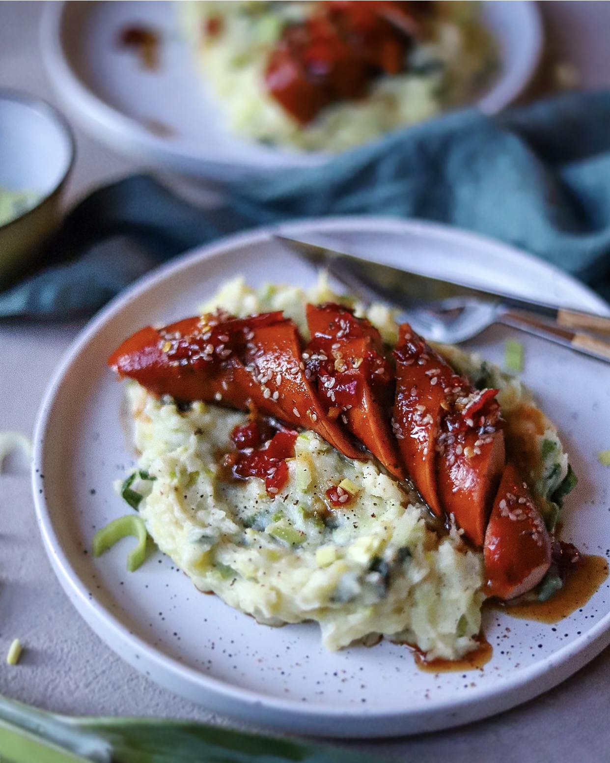 Creamy Leek Mash w/ a Ginger and Chili “Rookworst” inpired by Restaurant Oogst!