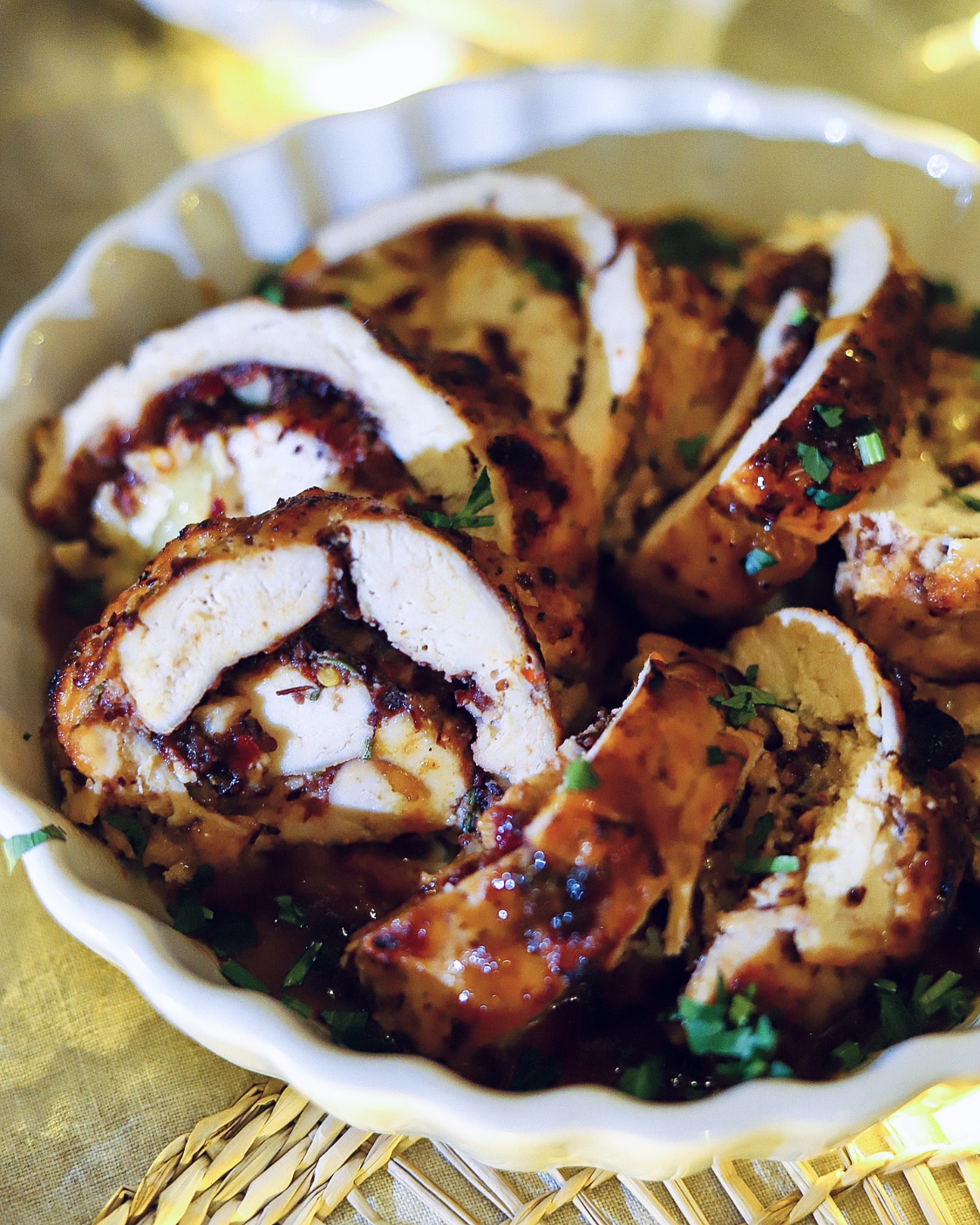 Chicken Roll w/ Cranberry Compote and Brie