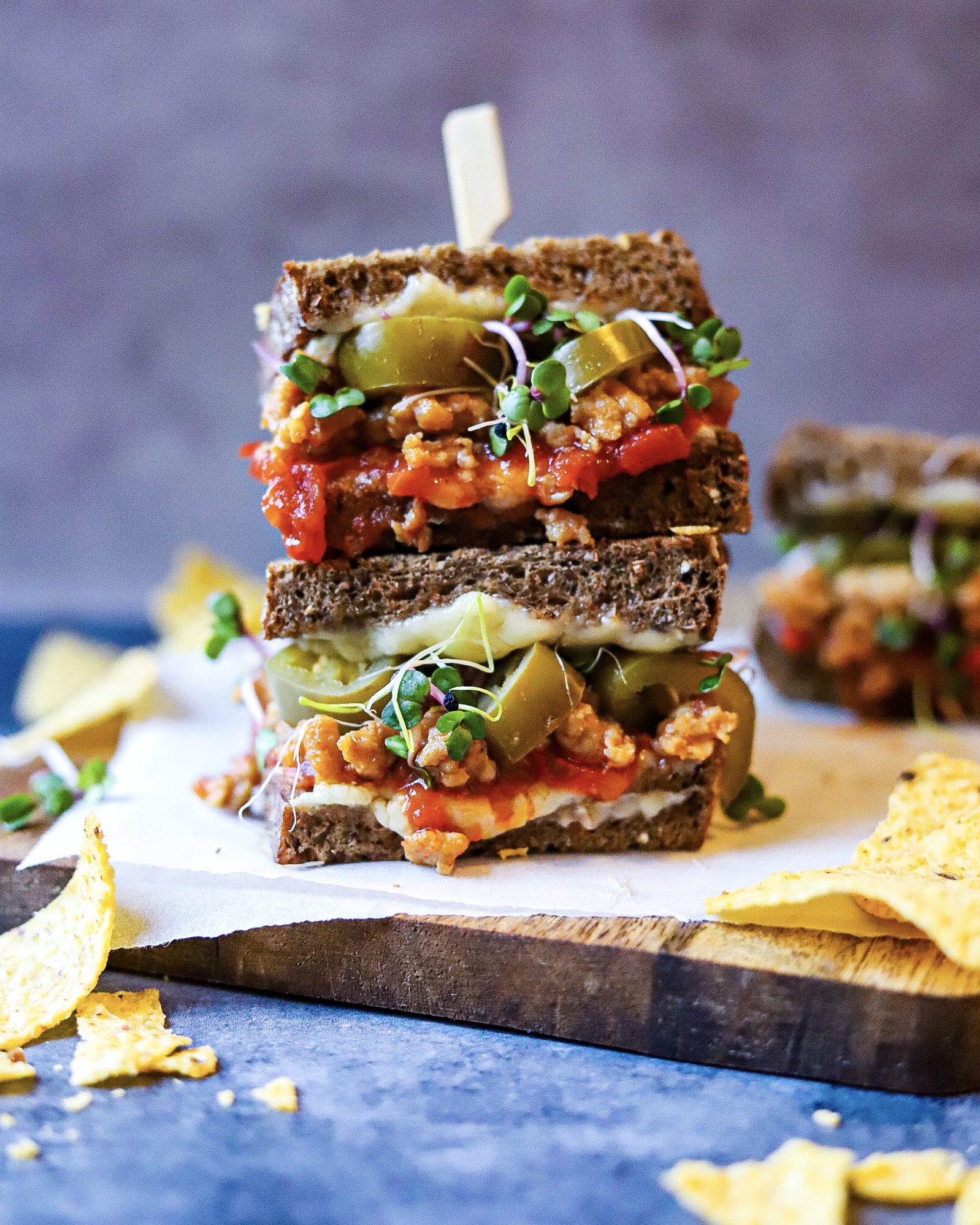 Grilled Cheese Sandwich w/ Taco Meat