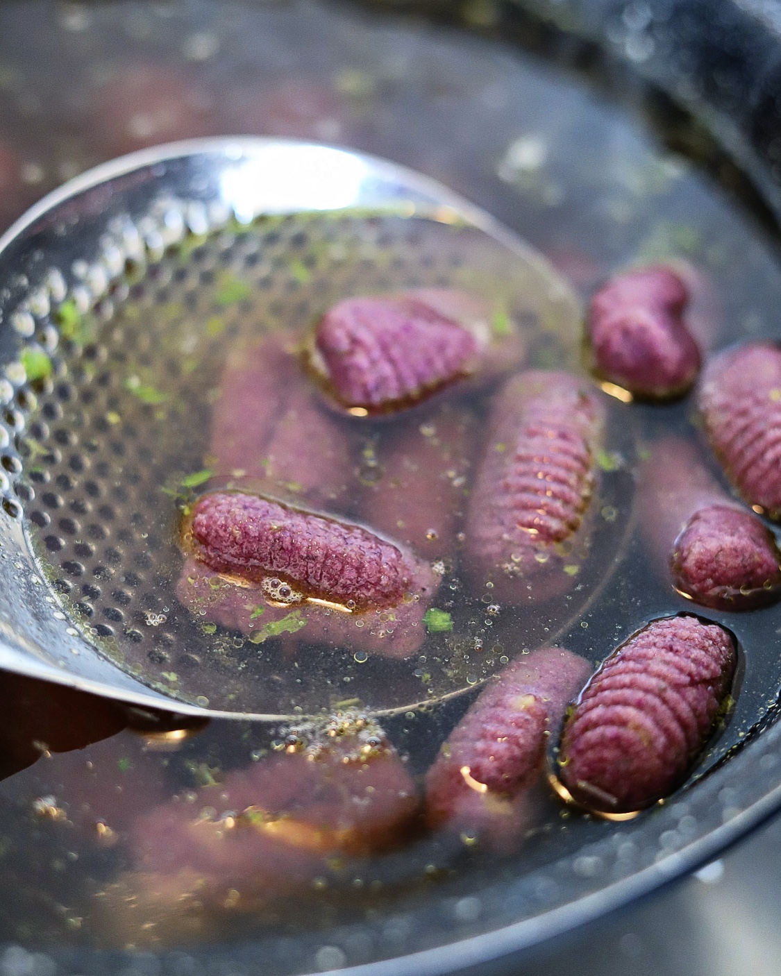 I always like to cook my pasta or gnocchi in a stock. This way the pasta or gnocchi gets more flavour.