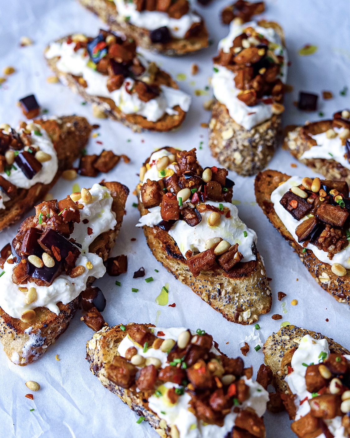 Tasty crostini's which are perfect as an appetizer for those sultry Summer evenings!