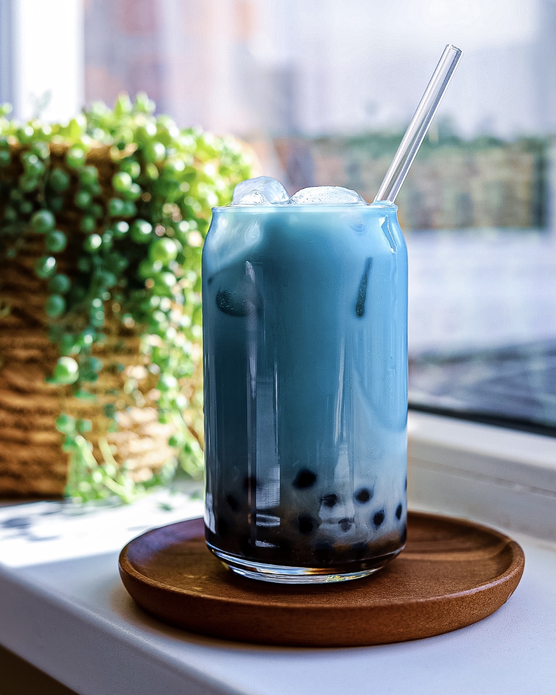 Blue Boba Milk w/ Butterfly Pea Tea & Caramel Syrup