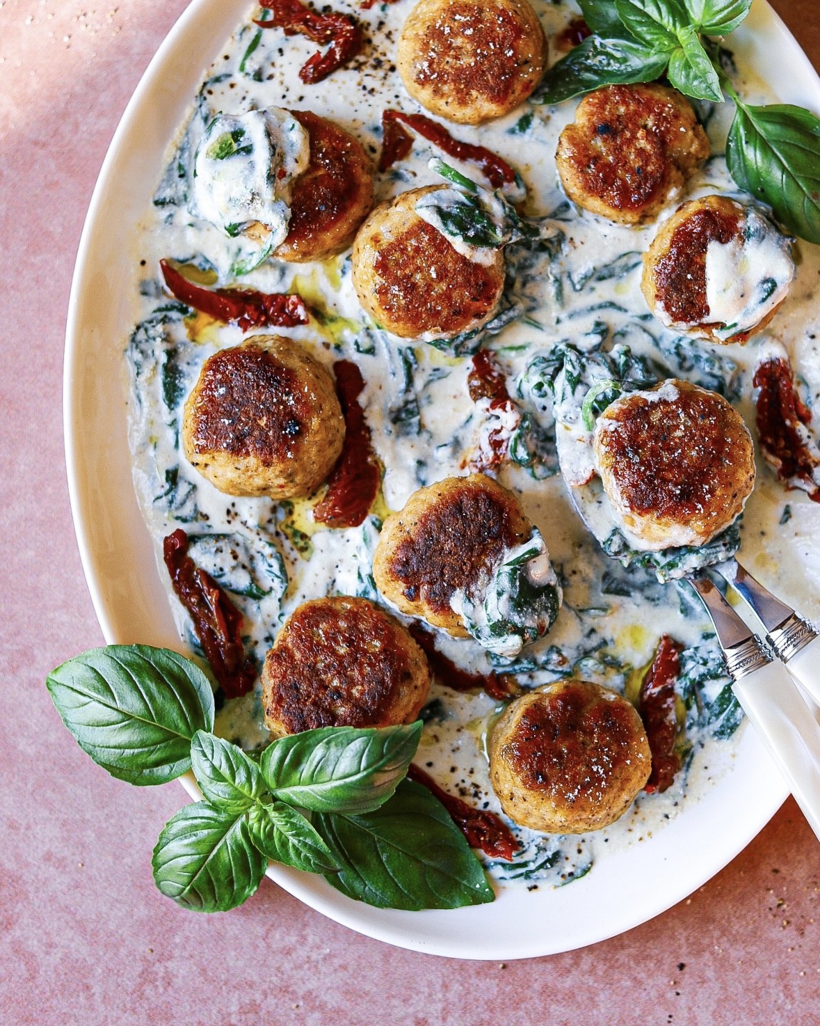 This combination was so delicious! Chicken meatballs and a creamy sauce, what else do you need